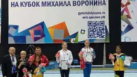 Rifda Irfanaluthfi meraih medali perunggu dalam 24th International Tournament Artistic Gymnastics Mikhail Voronin Cup di Moskow, Rusia, Rabu (20/12/2017). (Istimewa)