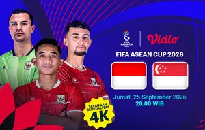 FIFA ASEAN Cup 2026 - Indonesia vs Singapura: Live Streaming Tayangan 4K Hanya di Vidio