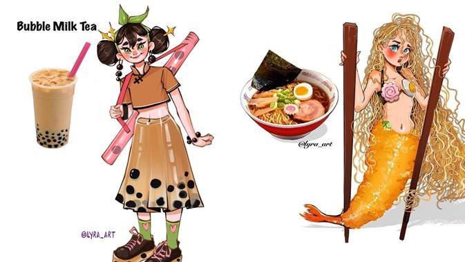 Keren 7 Ilustrasi Ini Gambarkan Makanan Jadi Karakter Kartun