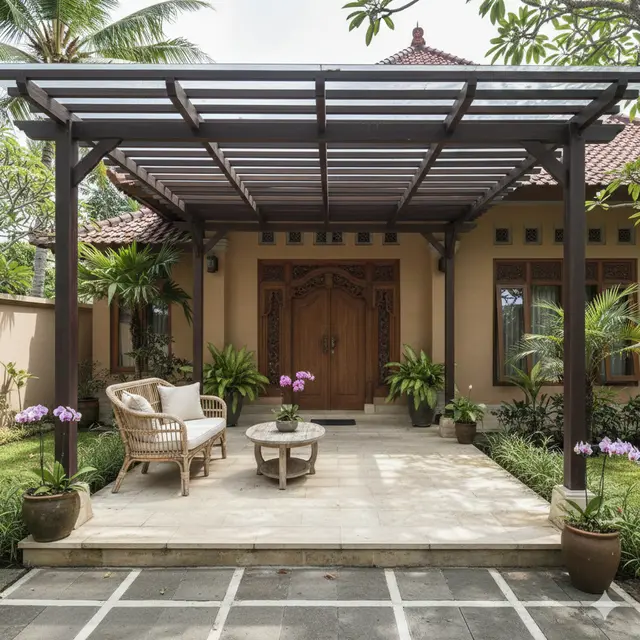 Model Teras dengan Pergola Sederhana (Foto: Gemini AI)