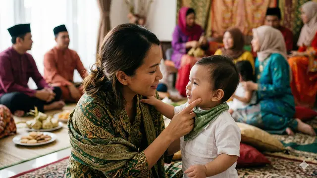 Tips agar bayi tidak overstimulasi saat lebaran (Foto: Gemini AI)