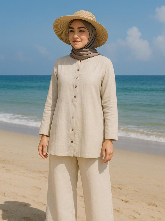 Outfit ke Pantai Hijabers yang Simpel tapi Dijamin Cantik (Foto: Rizka Nur Laily via ChatGPT)