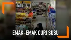 Agar aksinya di minimarket berjalan lancar, seorang emak-emak mencuri dan menyimpan susu curiannya di selangkangan.