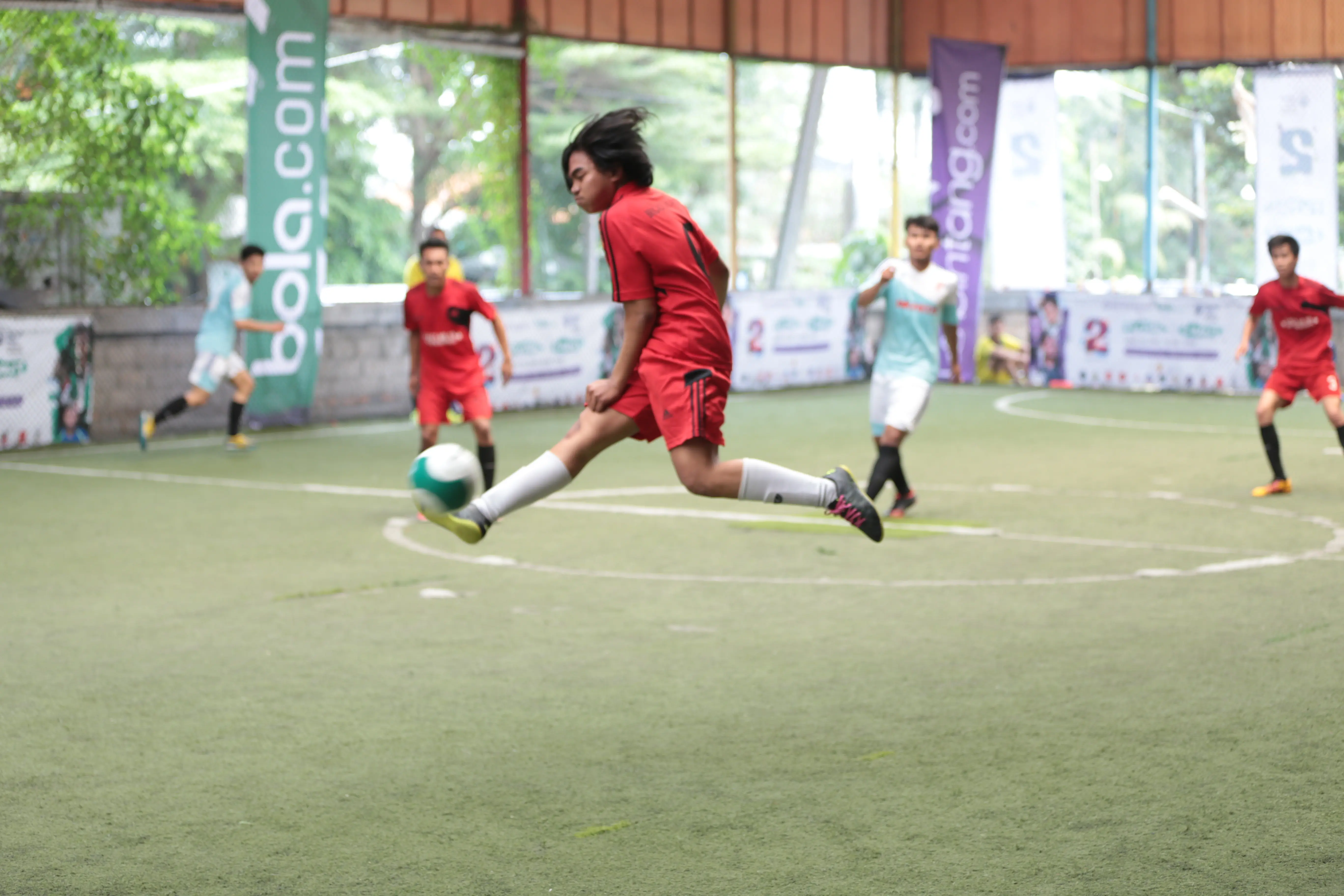 Para peserta Futsal Samsung Bintang Bola Anniversary antusias mengikuti kegiatan yang berlangsung. (Deki Prayoga/Bintang.com)