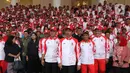 Presiden Joko Widodo atau Jokowi seusai berfoto bersama dengan Kontingen Indonesia untuk SEA Games 2019 Filipina di Istana Bogor, Jawa Barat, Rabu (27/11/2019). Sebanyak 841 atlet Indonesia akan bertanding pada SEA Games Filipina di 51 cabang olahraga. (Liputan6.com/Angga Yuniar)