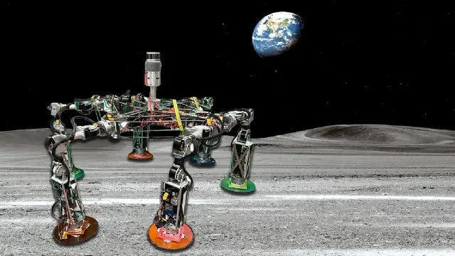 Tim insinyur MIT merancang sebuah kit komponen robotik universal yang dapat dengan mudah dipadupadankan oleh seorang astronot untuk membangun "spesies" robot yang berbeda agar sesuai dengan berbagai misi di bulan. Kredit: Peneliti via MIT News
