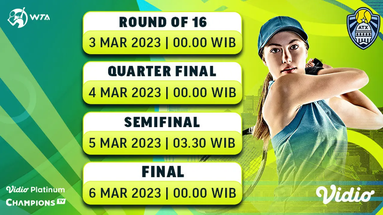Tonton Live Streaming WTA 250 ATX Open Austin 2023 Live Vidio, 3 sampai 6 Maret