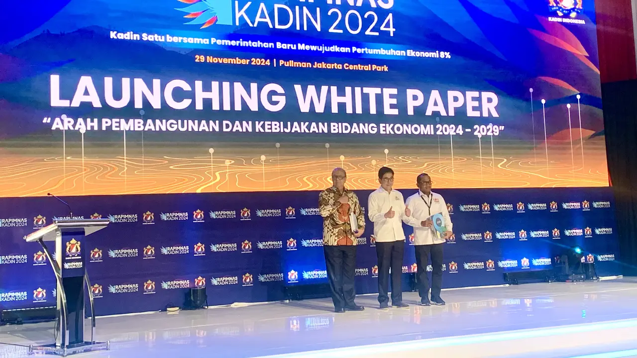 Kamar Dagang dan Industri (Kadin) Indonesia secara resmi meluncurkan White Paper Arah Pembangunan dan Kebijakan Bidang Ekonomi 2024-2029