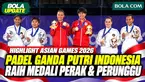 Momen pengalungan medali cabang padel nomor women's pairs Asian Games Aichi-Nagoya 2026. F. Kusumawati/S. Sabatini meraih medali perak setelah tampil di partai final, sementara N. Putria/B. Gumuliya membawa pulang medali perunggu untuk Indonesia. Mom...