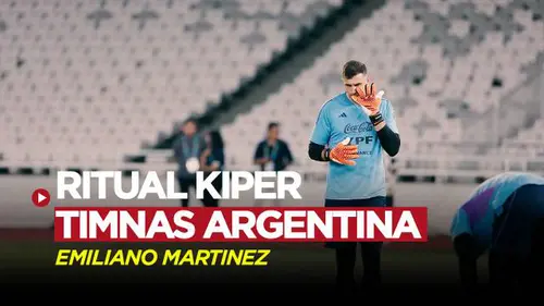 VIDEO: Ritual Kiper Timnas Argentina, Emiliano Martinez Sebelum Berada di Bawah Mistar Gawang SUGBK