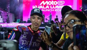 Toprak Razgatliouglu saat Launching MotoGP 2026. (Mohd Rasfan / AFP)