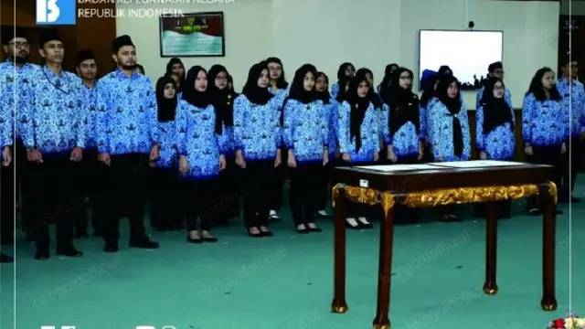 Pelantikan CPNS Tahun Anggaran (TA) 2017 di lingkungan BKN yang digelar di Kantor Pusat BKN, Jakarta, Selasa (19/2/2019). (Sumber: BKN)