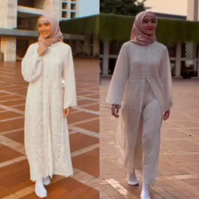 Gaya Febby Rastanty Kenakan Dress Panjang Lace