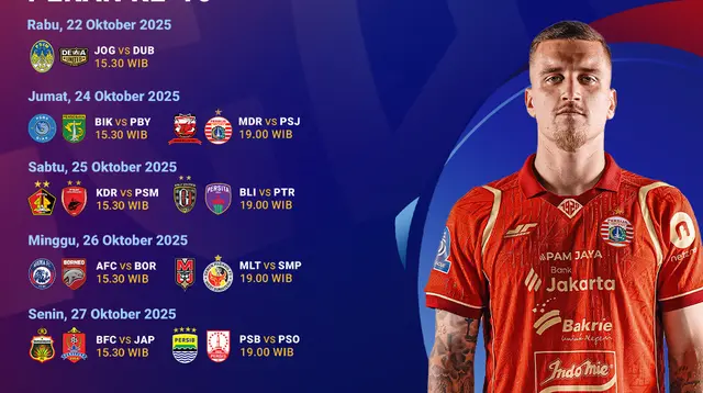 Jadwal pekan ke-10 BRI Super League eksklusif di Vidio. (dok. vidio.com)