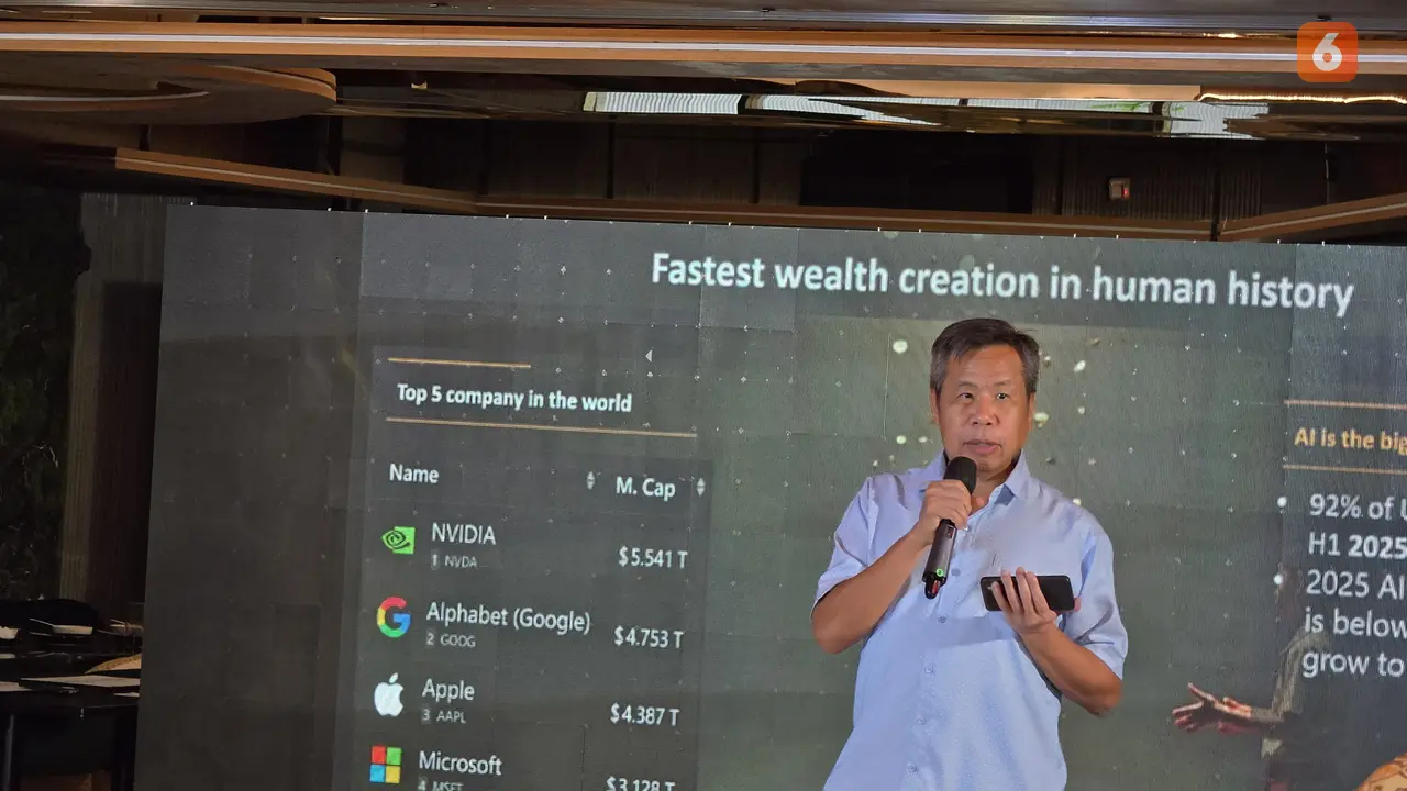 Axioo Indonesia Representative, Samuel Lawrence, dalam diskusi bertajuk 'Menjembatani Gap AI untuk Kedaulatan Data Indonesia'. Liputan6.com/Iskandar