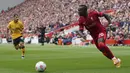 Pemain Liverpool Sadio Mane saat melawan Wolverhampton Wanderers pada pertandingan sepak bola Liga Inggris di Stadion Anfield, Liverpool, Inggris, 22 Mei 2022. Liverpool menang 3-1 atas Wolverhampton Wanderers. (AP Photo/Jon Super)