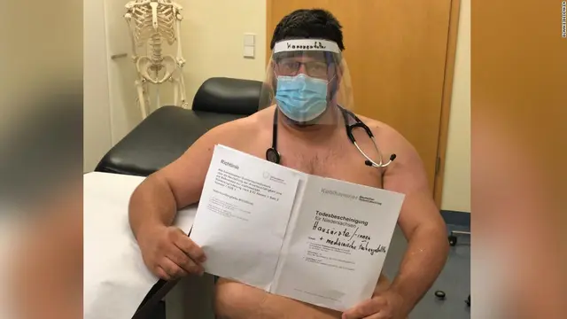 Seorang dokter di Jerman mengunggah foto tanpa pakaian dengan maksud protes atas kurangnya APD dalam menangani pasien Virus Corona COVID-19.