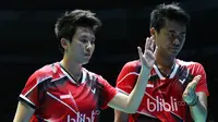 Ganda campuran Indonesia Tontowi Ahmad/Liliyana Natsir lolos ke final Badminton Asia Championships 2016 di Wuhan, Tiongkok, Sabtu (30/4/2016). (Liputan6.com/Humas PB PBSI)
