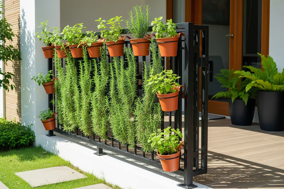 Ide Desain Kebun Mini Merambat di Pagar Besi Teras Depan Rumah