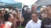 Mama-mama Papua seorang pedagang pasar meminta Anies menjadi seperti Jokowi yang memperhatikan Papua. (Liputan6.com/ Dok Ist)