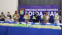 Konferensi pers pengungkapan 108 kilogram sabu oleh Direktorat Reserse Narkoba Polda Riau. (Liputan6.com/M Syukur)