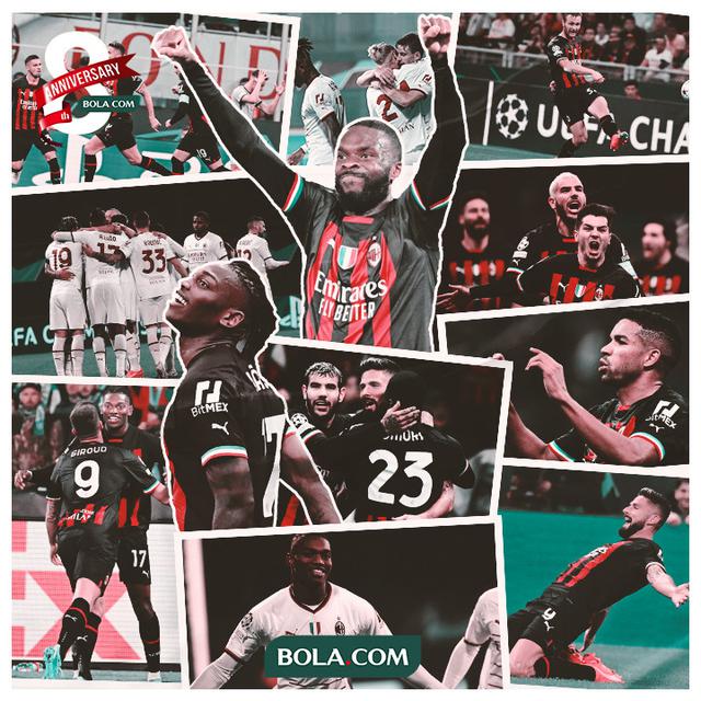 AC Milan - Kolase Foto Selebrasi Gol AC Milan di Liga Champions Musim Ini