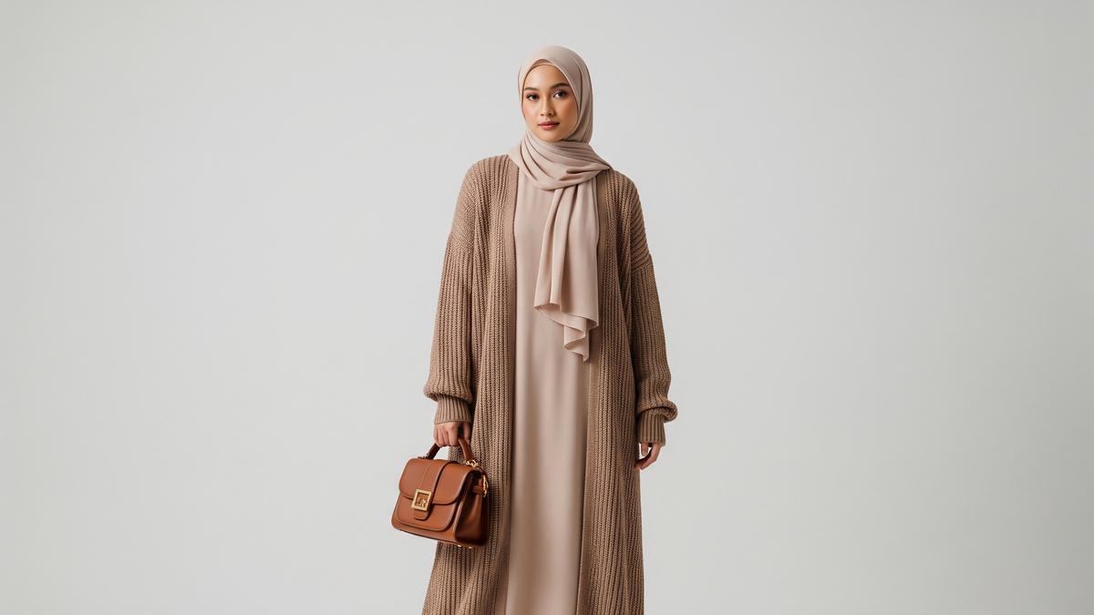8 Model Abaya Kombinasi Rajut Simpel, Sentuhan Unik untuk Gaya Modest Modern
