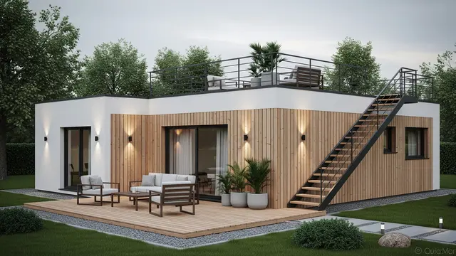 Contoh Rumah 1 Lantai dengan Rooftop Sederhana/Gemini AI