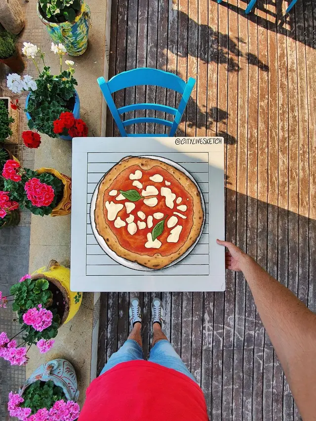 6 Kombinasi Lukisan Tangan Bentuk Makanan dengan Realita Ini Kreatif Banget