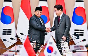 Presiden Korea Selatan (Korsel) Lee Jae Myung saat bertemu dengan Presiden Prabowo Subianto di Istana Kepresidenan Republik Korea, Cheong Wa Dae (Blue House), Seoul. (Foto: Biro Pers Sekretariat Presiden).