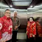 Ketua Umum DPP PDI Perjuangan (PDIP) Megawati Soekarnoputri ditemani Ganjar Pranowo dan Hasto Kristiyanto mendatangi Kantor DPD PDIP Daerah Istimewa Yogyakarta (DIY), Selasa (22/8/2023) siang.