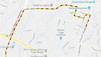 Rute kirab obor Asian Games 2018 terlihat di Google Maps. (Ist)