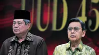 Wapres Boediono (kanan) tampak mendampingi Presiden SBY di Nusantara IV, Gedung MPR/DPR, Senin (7/7/14). (Liputan6.com/Johan Tallo)