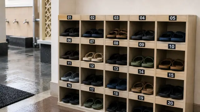 Ide Rak Sandal di Dekat Tempat Wudhu agar Tidak Berserakan