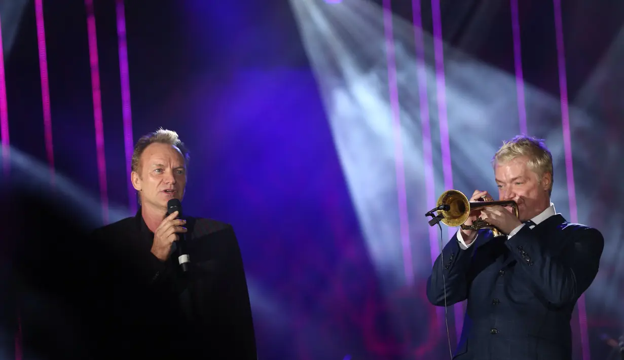 Chriss Botti pemain terompet yang berhasil meraih Grammy Awards berduet dengan Sting pada malam konser Java Jazz Musik Festival. (Andy Masela/Bintang.com)