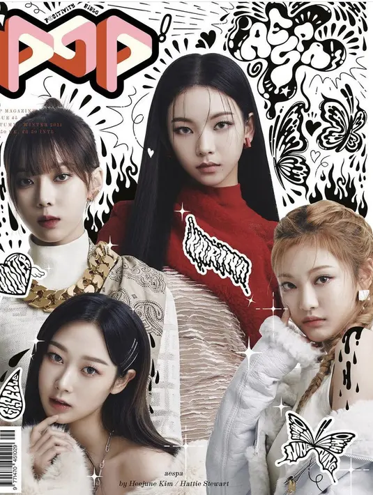 Mengenakan pakaian dari Givenchy, Aespa tampil menjadi cover majalah The Pop Magazine bernuansa misterius.@aespa_official