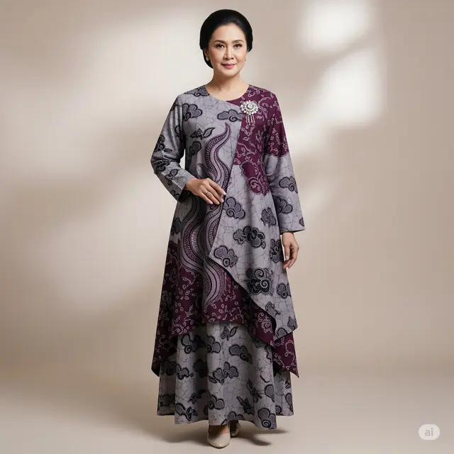 Dress Batik Longgar Loose Fit Usia 50 Feminin Nyaman