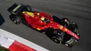 Scuderia Ferrari mengusung warna spesial di mobil F1-75 untuk balapan di Formula 1 GP Italia 2022. (AFP/Andrej Isakovic)