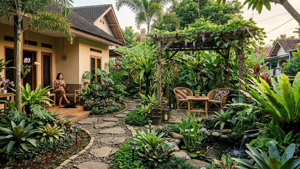 8 Inspirasi Taman Rumah dengan Nuansa Hutan Tropis, Solusi Halaman Asri dan Estetik