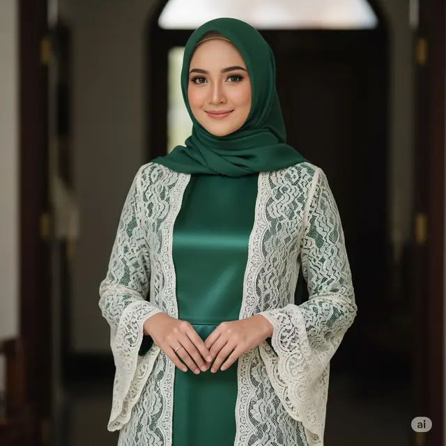 Gamis Satin + Outer Cardigan Renda