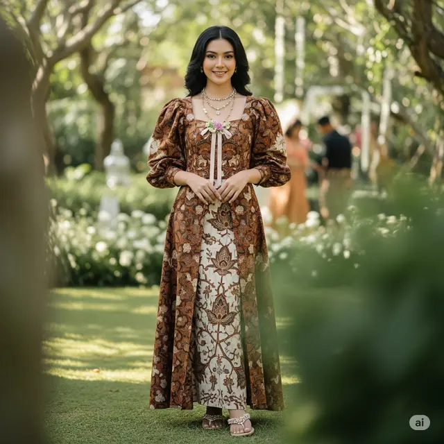 Maxi Dress Puff Sleeve & Pita Dada