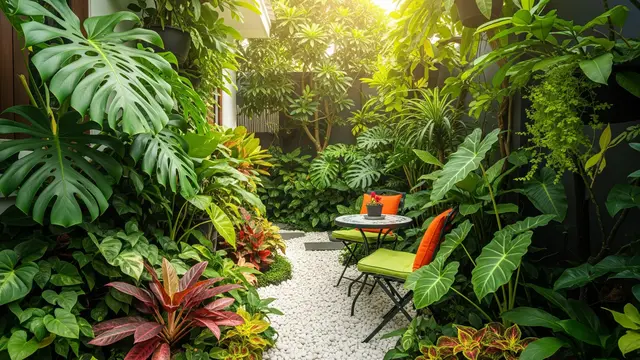 Taman Tropis yang Ceria dan Penuh Warna