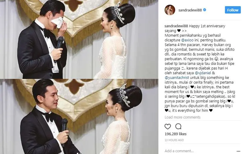 Sandra Dewi dan Harvey Moeis (Instagram/@sandradewi88)