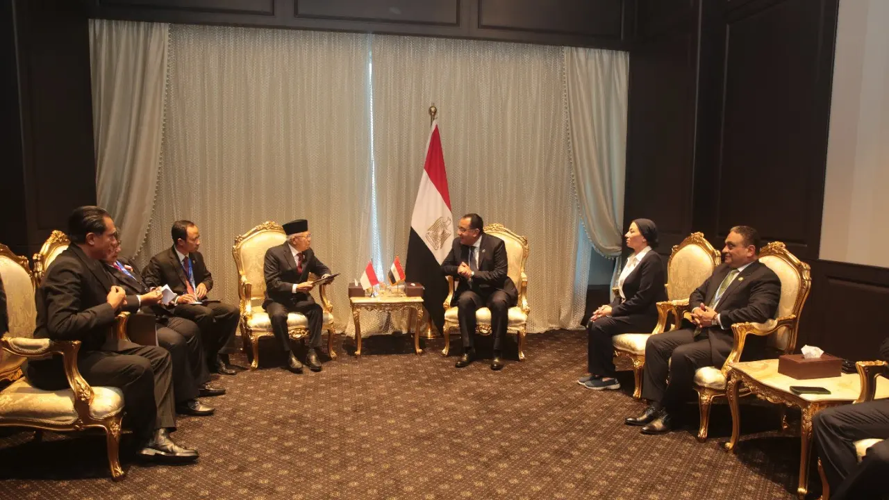 Wakil Presiden (Wapres) Ma’ruf Amin melakukan pertemuan bilateral dengan Perdana Menteri Mesir, Mostafa Kamal Madbouly,