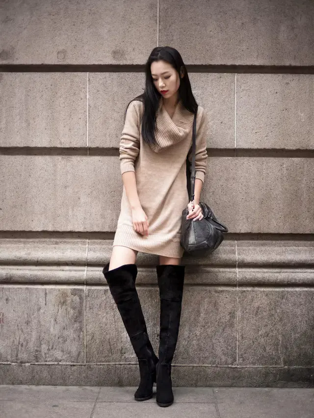 Ilustrasi high-knee boots suede sebagai salah satu fashion item