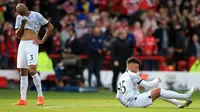 Liverpool keok 0-1 dari&nbsp;Nottingham Forest pada laga pekan ke-13 Premier League di&nbsp;The City Ground, Sabtu (22/10/2022) malam WIB. (AFP/Lindsey Parnaby)