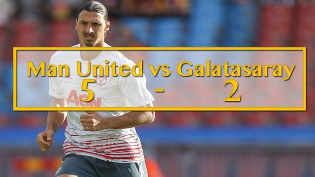 Ini dia reaksi Zlatan Ibrahimovic striker Manchester United usai mencetak gol fantastis melawan Galatasaray di Nya Ullevi Stadium, Göteborg, Swedia