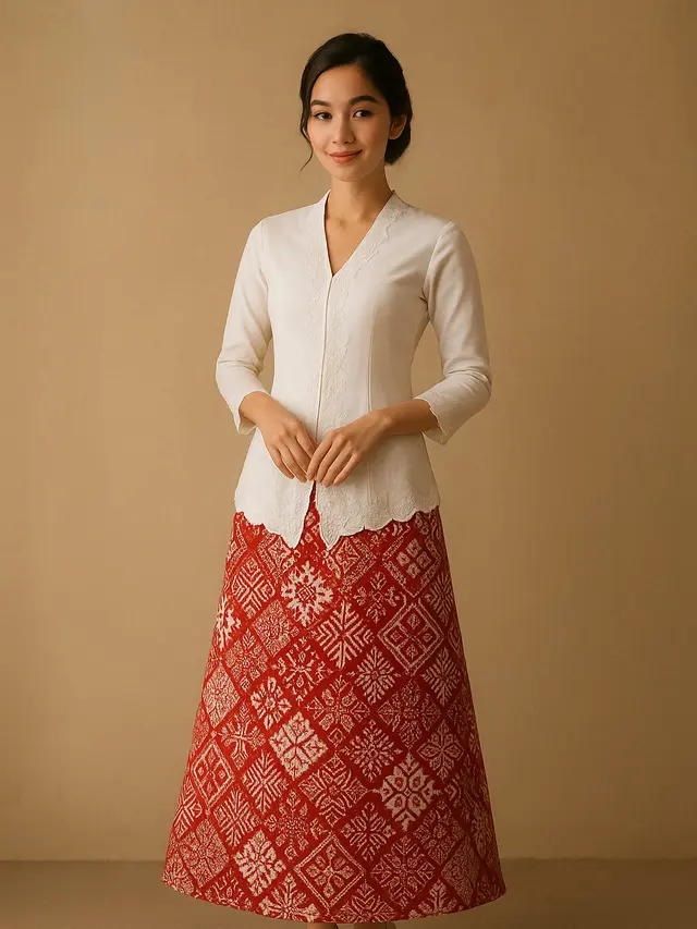 Dress Kebaya Rok Batik A-Line Tema Hari Kemerdekaan