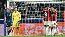 Para pemain Milan merayakan gol keempat tim dalam pertandingan Liga Europa UEFA antara Salzburg dan AC Milan di Salzburg, pada 15 Oktober 2026. (Joe Klamar/AFP)