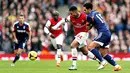 Serge Gnabry - Lantaran minim kesempatan bermain di Arsenal akhirnya ia hengkang ke Werder Bremen di tahun 2016. Semusim berselang ia kemudian pindah ke Bayern Munchen. Bersama FC Hollywood lah ia sukses besar dengan meraih treble winner termasuk juara Liga Champions 2019/2020. (AFP/Adrian Dennis)